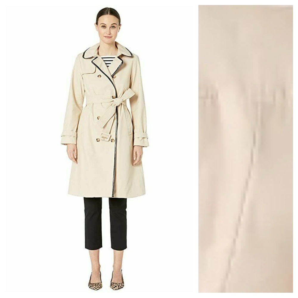 NWT. Kate Spade New York Double-Breasted Contrast-Trim Trench Coat. Size XS.